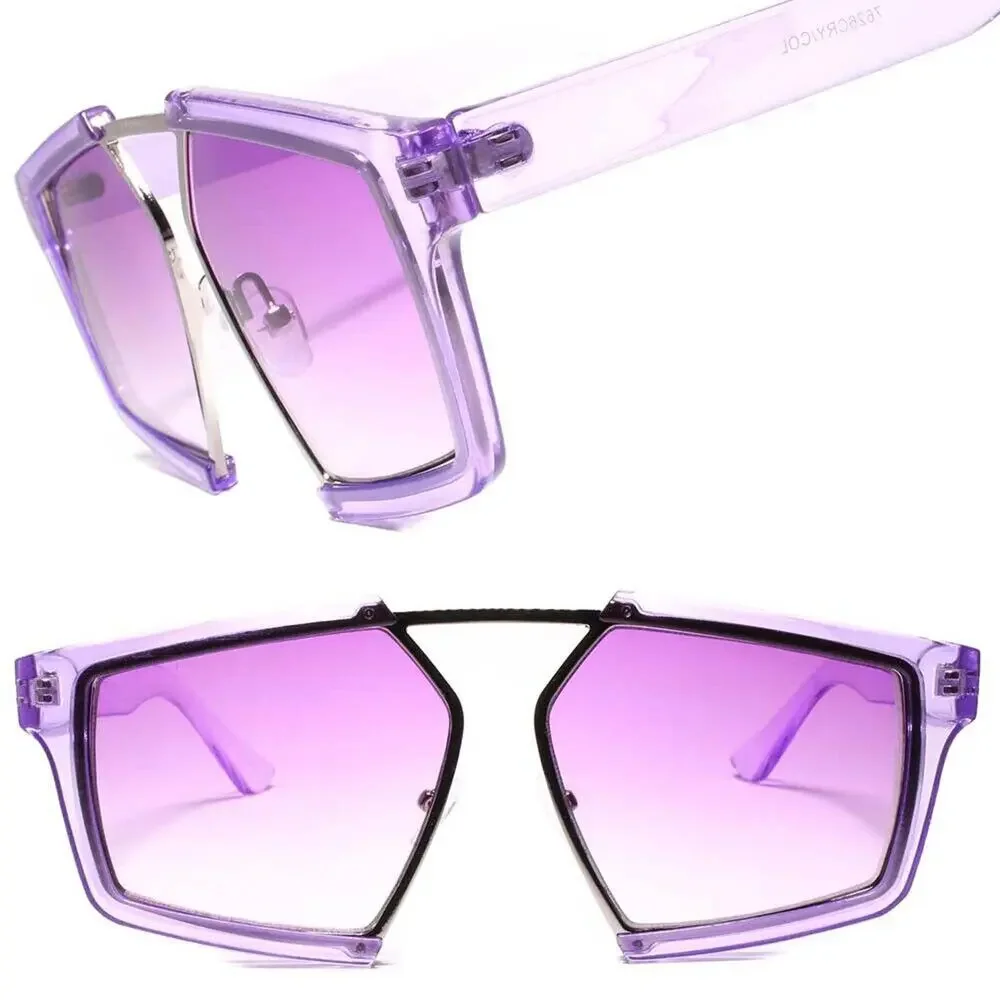 Purple Oversized Square Sunglasses Gradient Lens